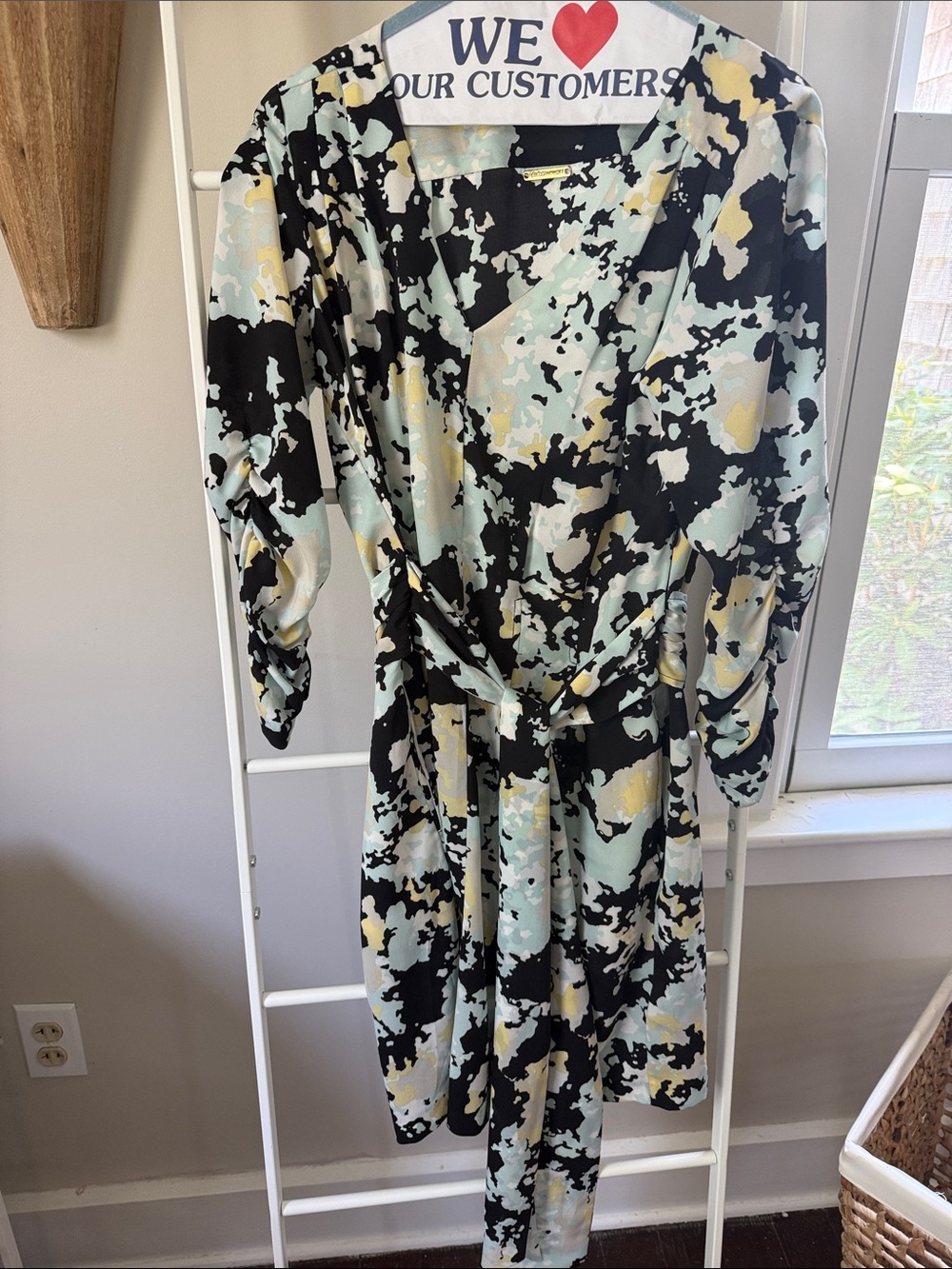 Rebecca Minkoff Black & Mint Abstract Print Dress